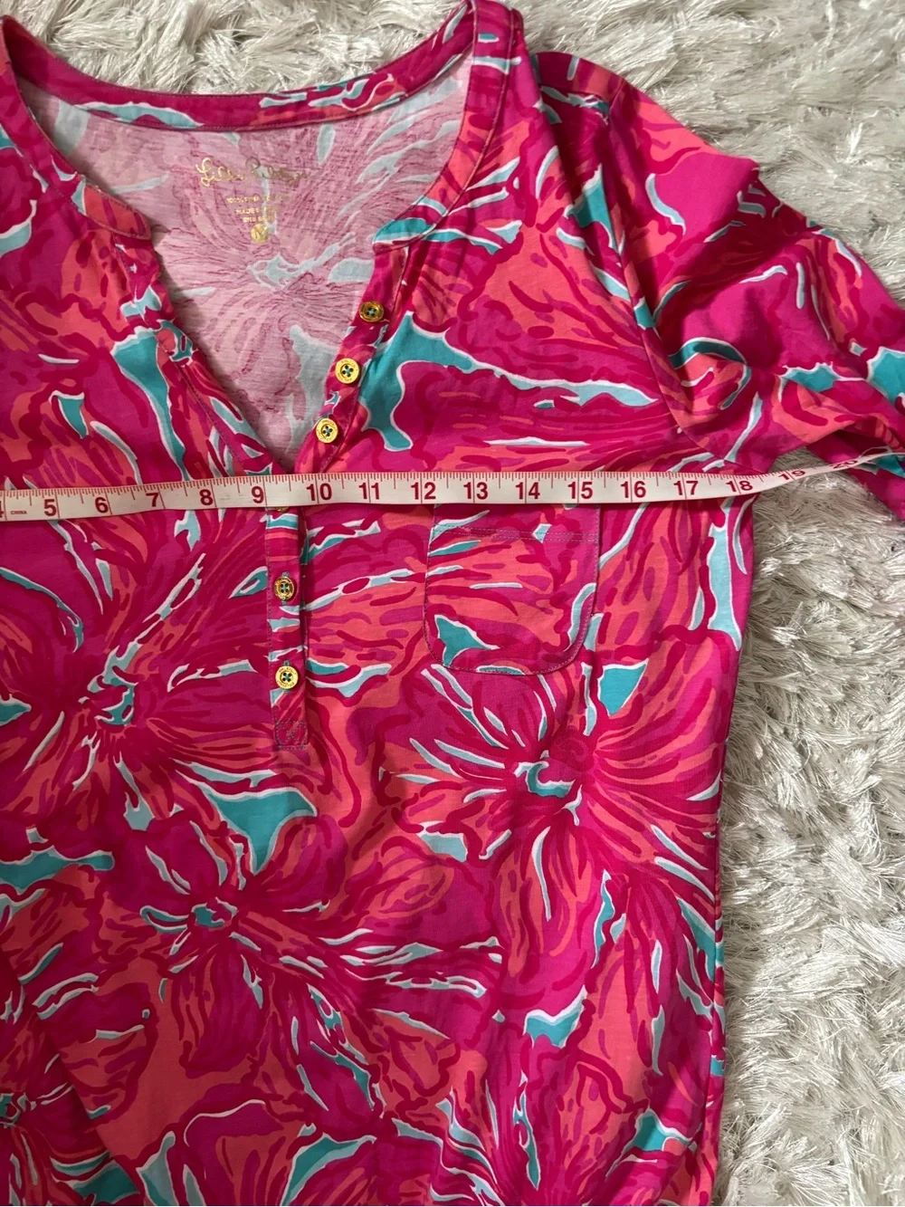 Make offer! Lilly Pulitzer Pink Red Floral Long Sleeve Shift Dress Medium - Picture 5 of 7